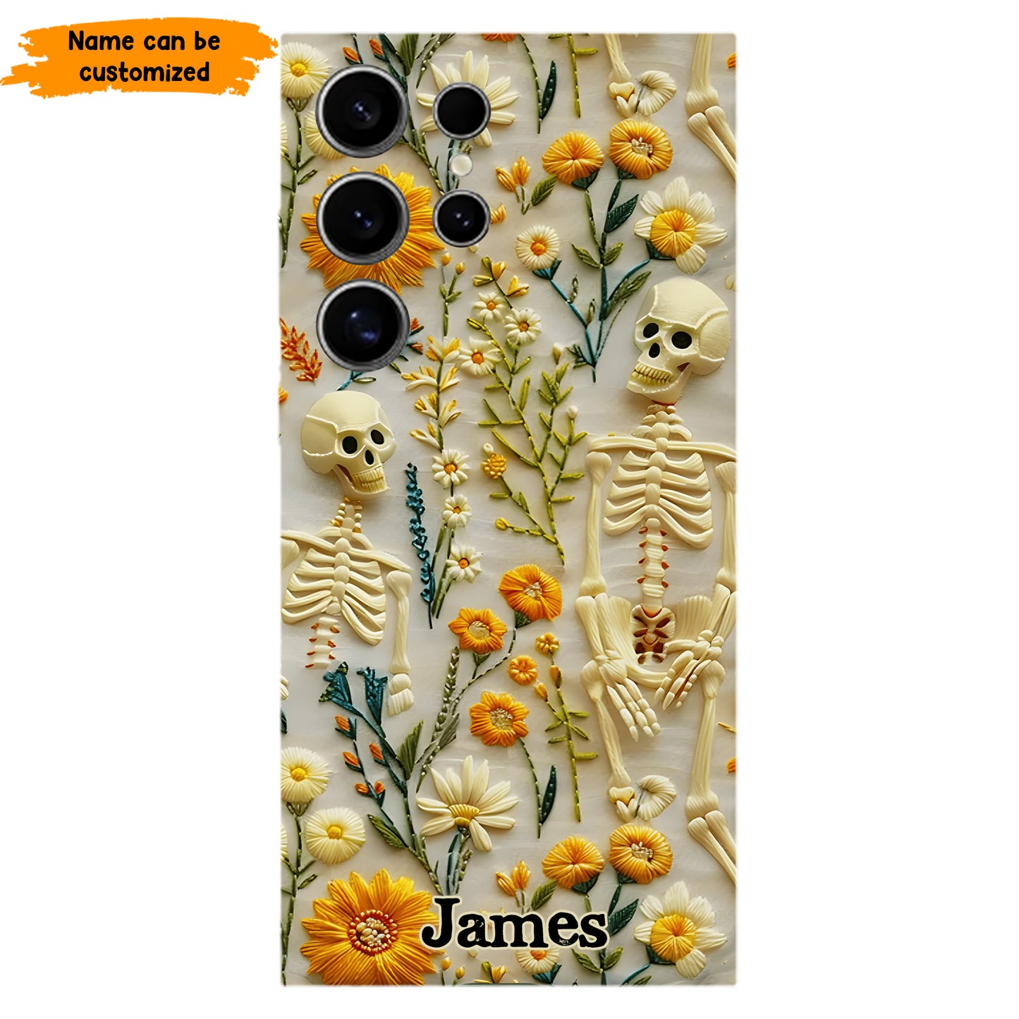 Personalized Skeleton Flower Phone Case