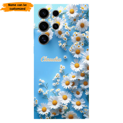 Personalized Daisy Blue Background Phone Case
