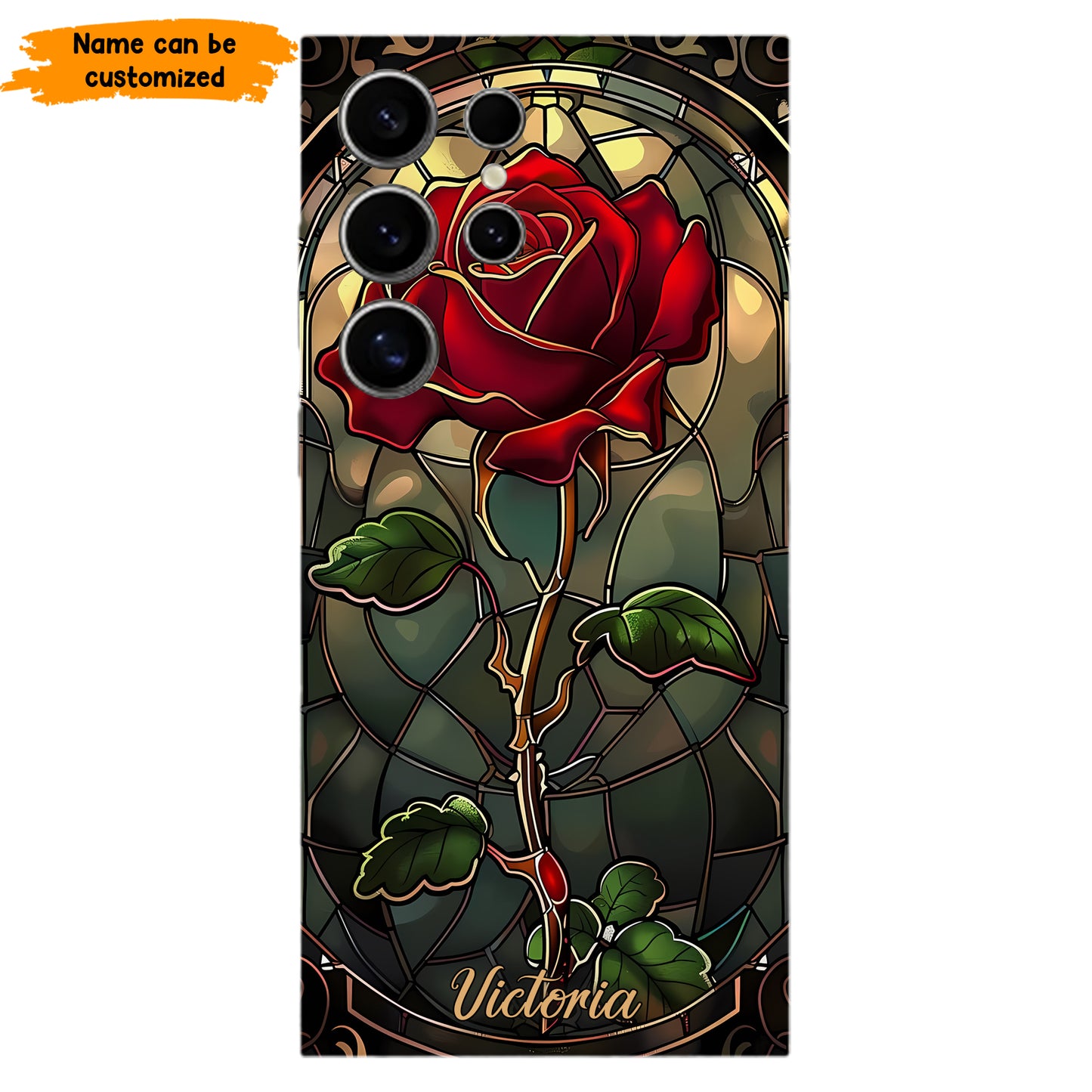Personalized Stained Glass Rose Phone Case