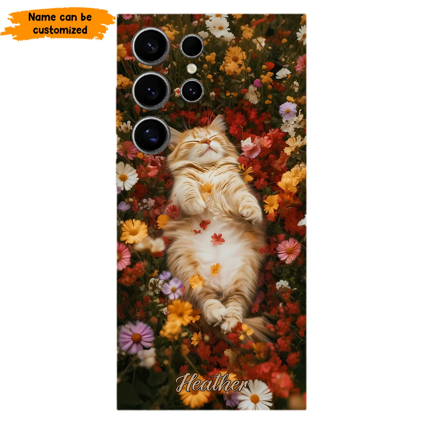 Cozy Cat in Flowers Personalized Phone Case