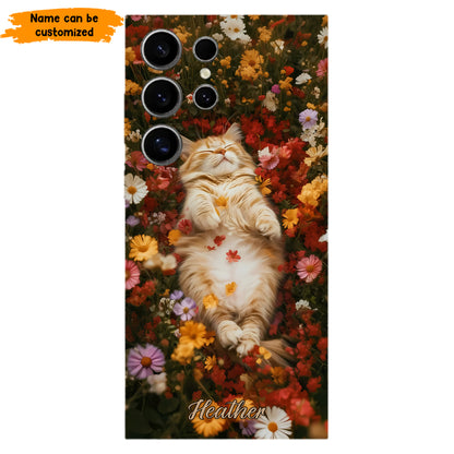 Cozy Cat in Flowers Personalized Phone Case