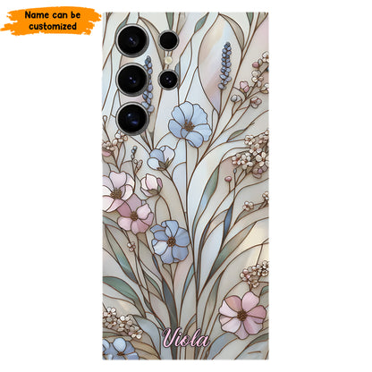 Wildflower Stained Glass Effect  – Personalized Flower Phone Case