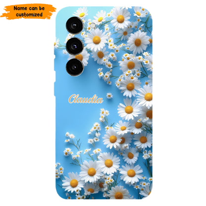 Personalized Daisy Blue Background Phone Case