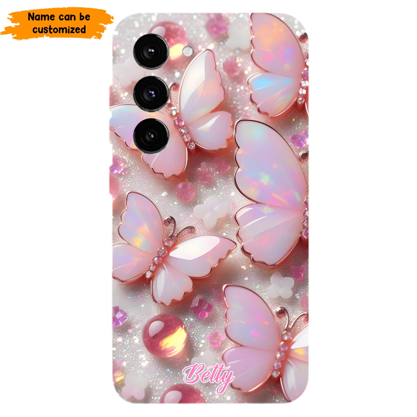 Personalized Pink Opal Butterfly Phone Case