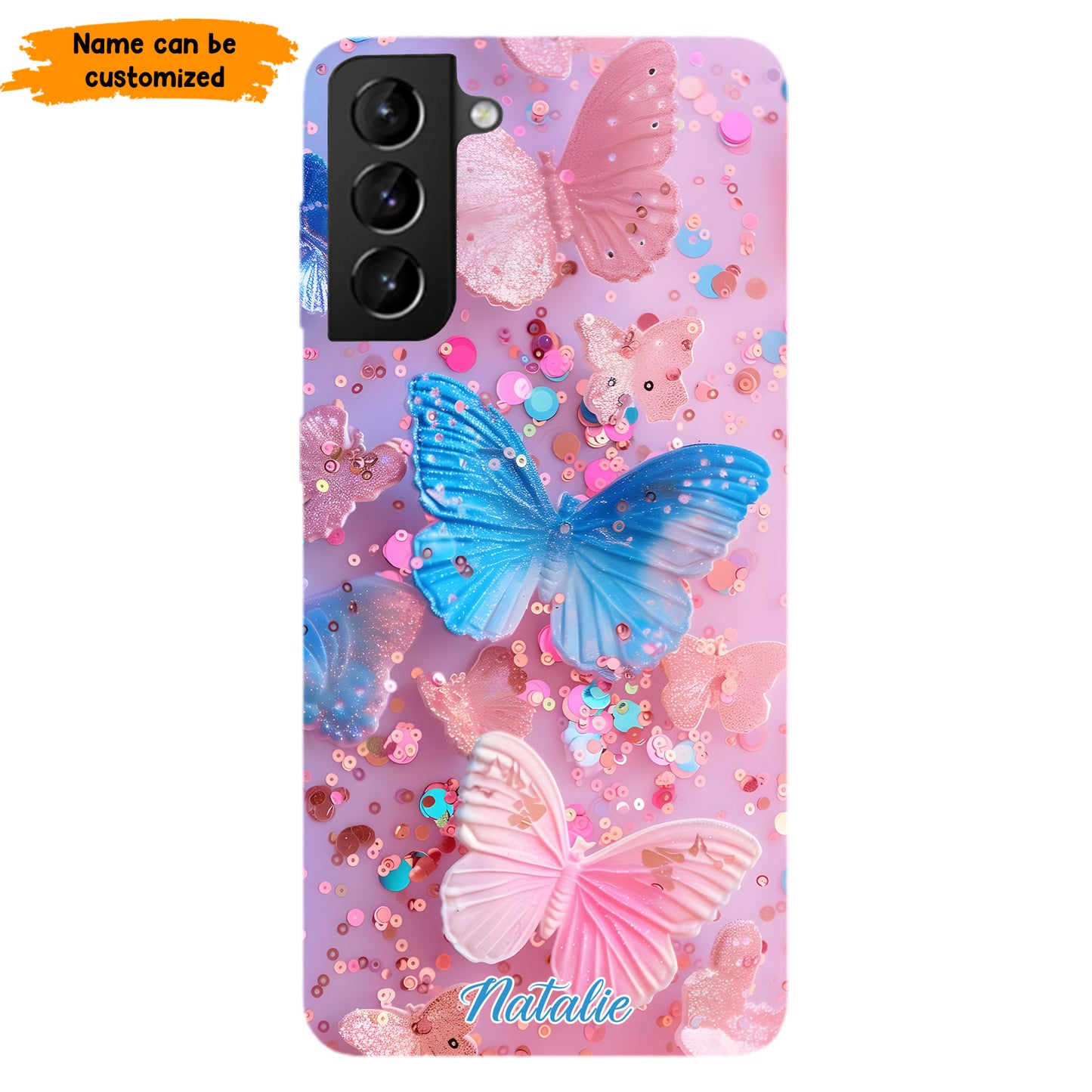 Personalized Butterfly Glitter Phone Case