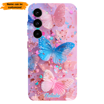 Personalized Butterfly Glitter Phone Case