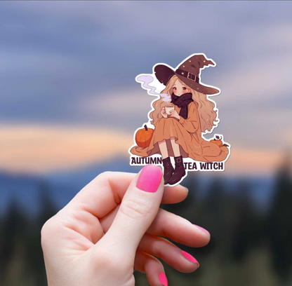 Autumn Tea Witch Sticker