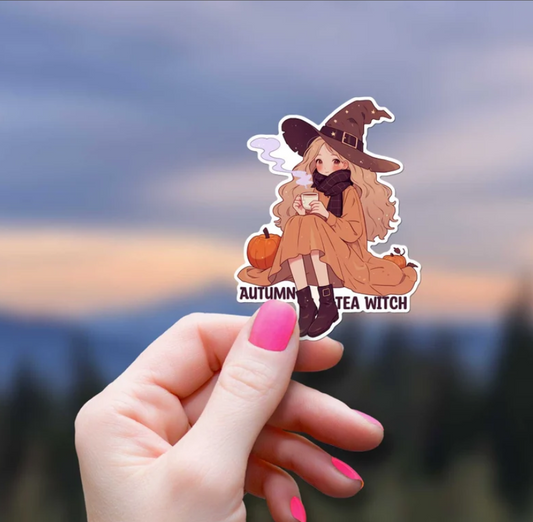 Autumn Tea Witch Sticker