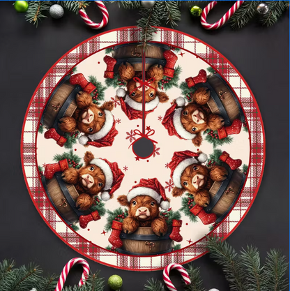 Highland Cow Christmas Tree Skirt