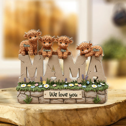 Cute Baby Highland Cow - Personalized Cow Custom Shaped Acrylic Plaque
