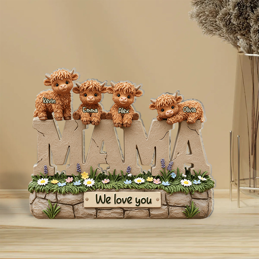 Cute Baby Highland Cow - Personalized Cow Custom Shaped Acrylic Plaque