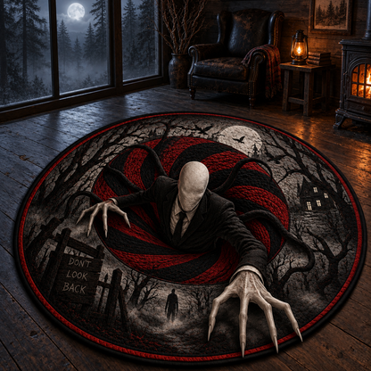Slender Man Don’t Look Back 3D Illusion Halloween Round Rug