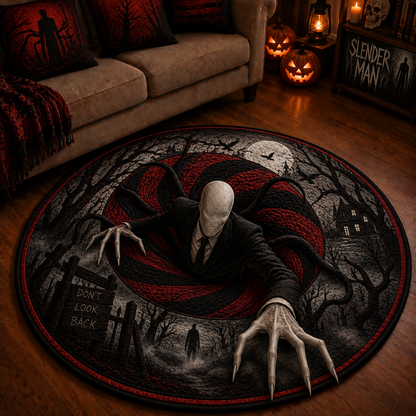 Slender Man Don’t Look Back 3D Illusion Halloween Round Rug