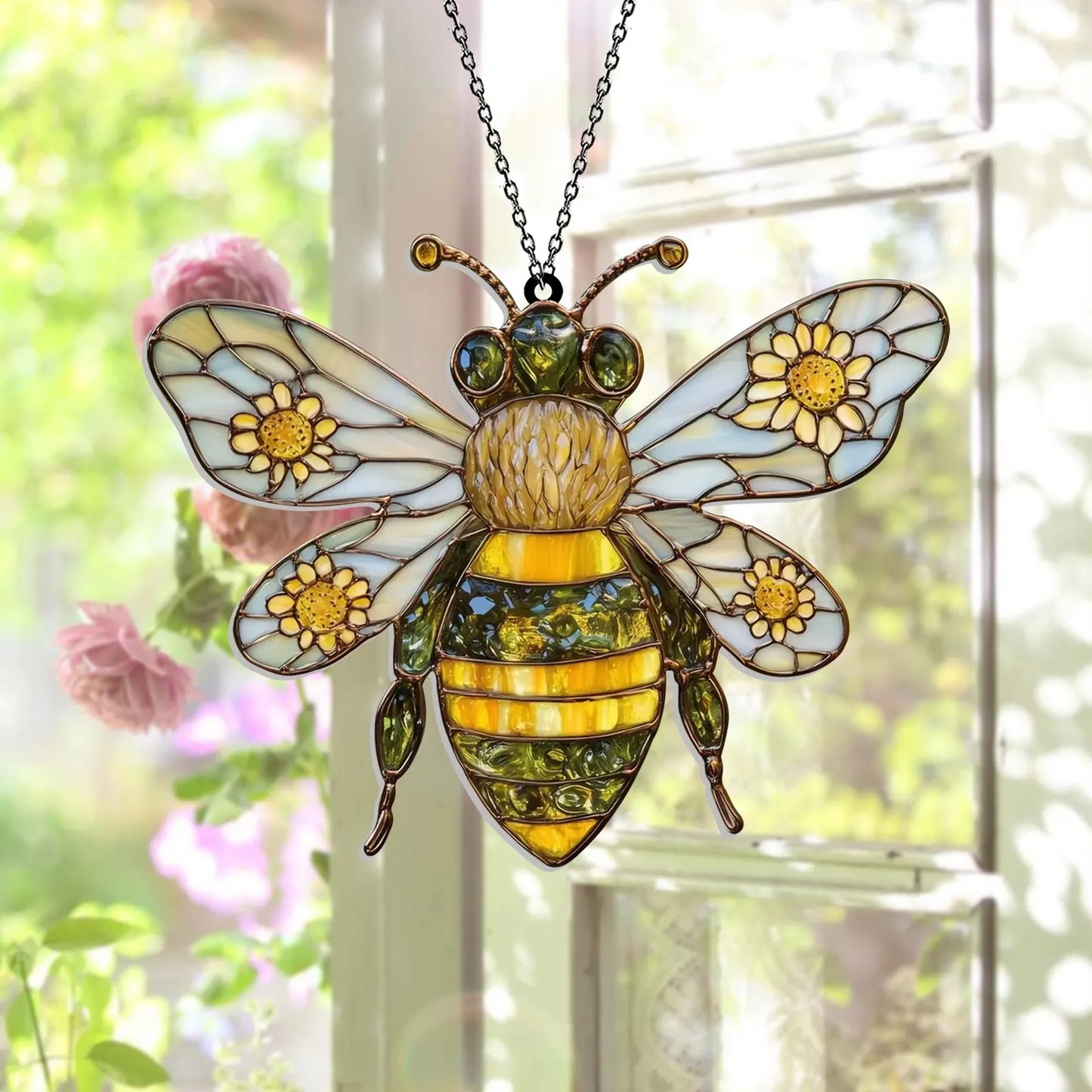 Sunflower Bee Acrylic Window Hanging