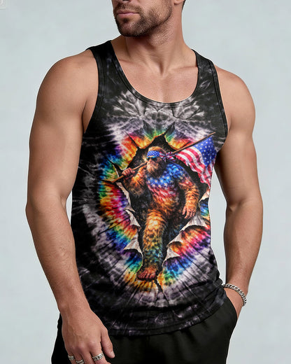 BIGFOOT WITH FLAG SWIRL ALL OVER PRINT SHIRT