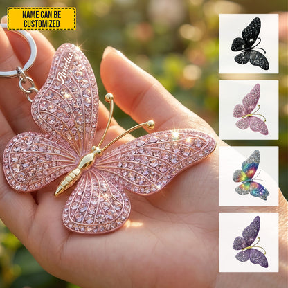 Personalized Sparkle Butterflies Keychain