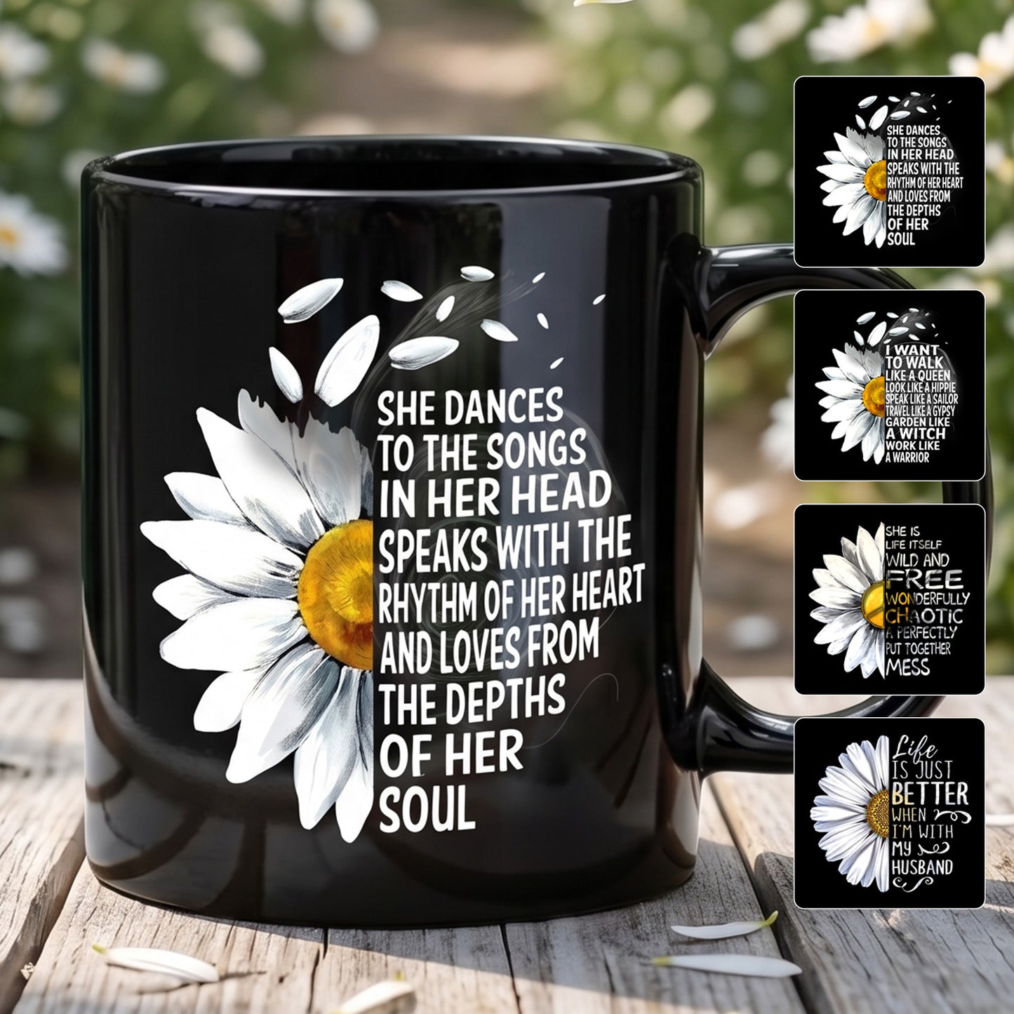 Hippie Daisy - Hippie Black Mug