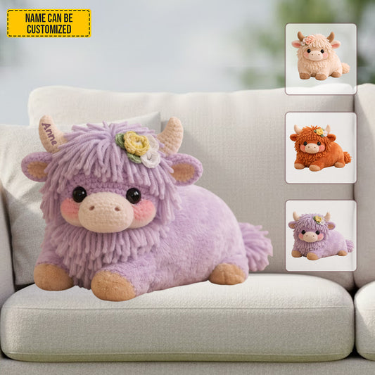 Cute Highland Cow - Personalized Cozy Highland Cow Shaped Pillow