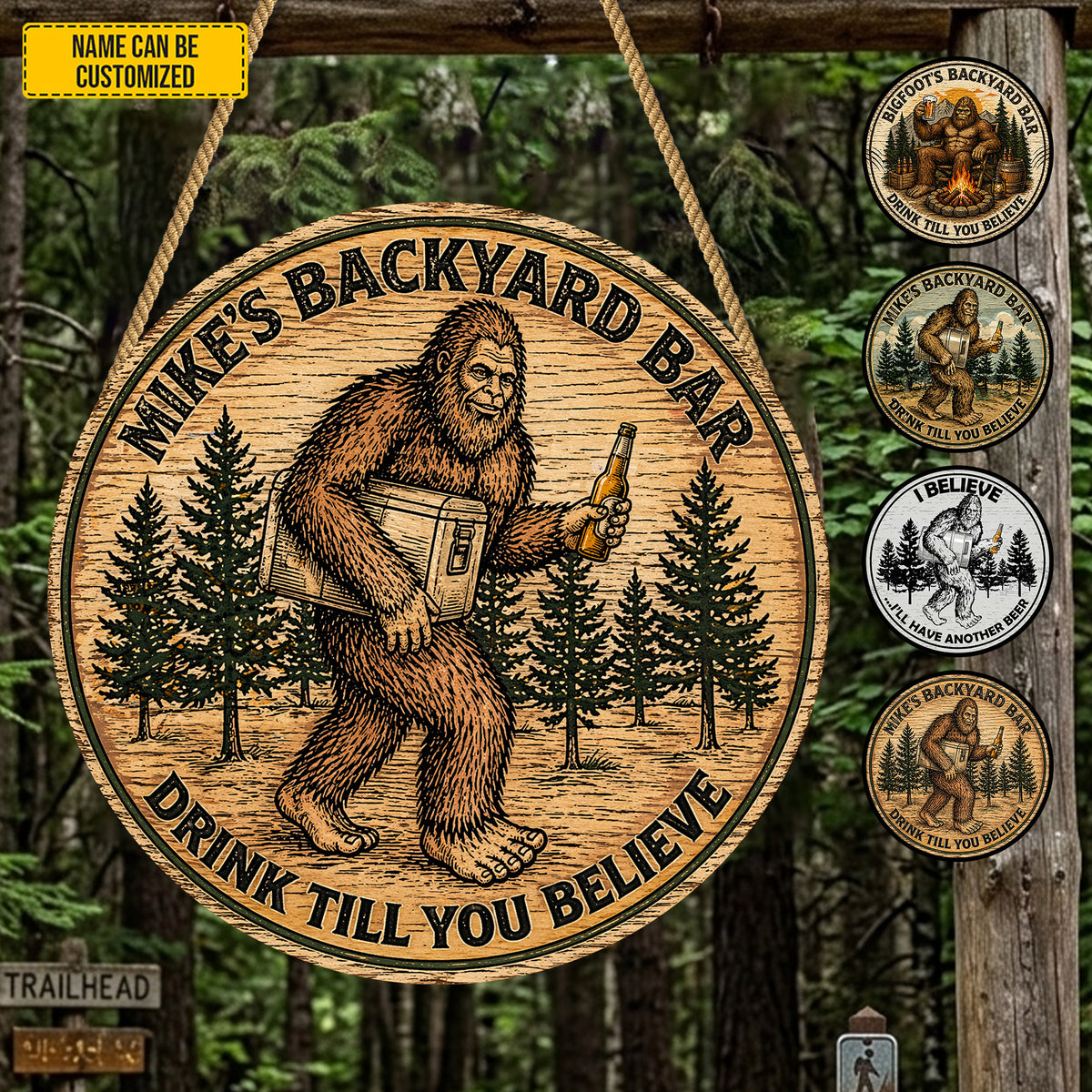 Bigfoot’s Backyard Bar – Personalized Rustic Wooden Sign