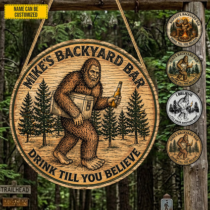 Bigfoot’s Backyard Bar – Personalized Rustic Wooden Sign
