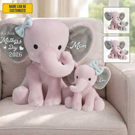 Personalized First Mother's Day Elephant Pillow