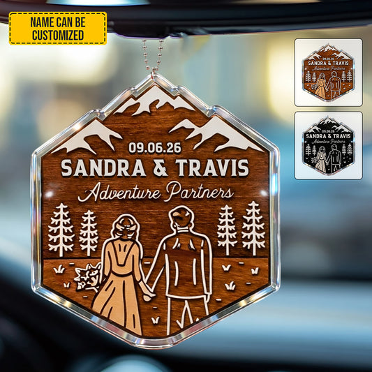 Personalized Hiking Couple Car Hanging Ornament