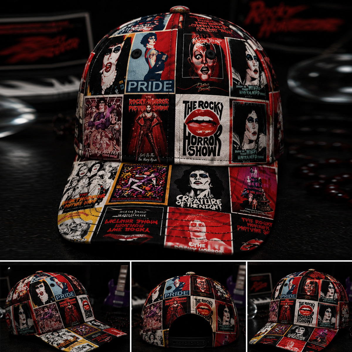 Rocky Horror Picture Show Vintage Poster Collage Classic Cap
