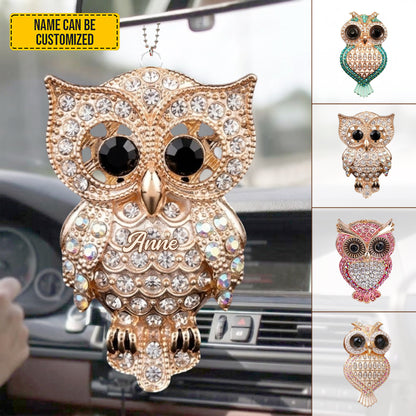 Personalized Crystal Owl Car Hanging Ornament