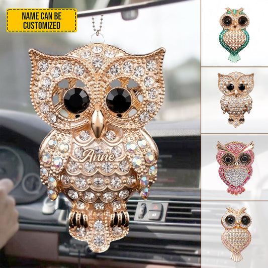 Personalized Crystal Owl Car Hanging Ornament