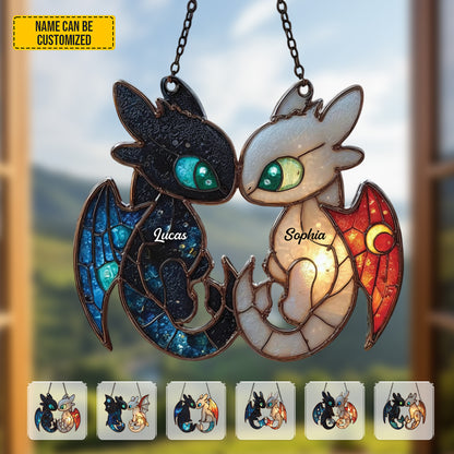 Dragon Couple Acrylic Window - Personalized Couple Acrylic Window