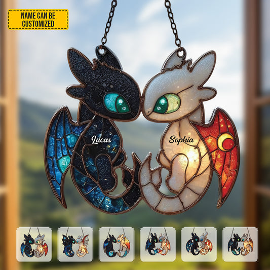 Dragon Couple Acrylic Window - Personalized Couple Acrylic Window