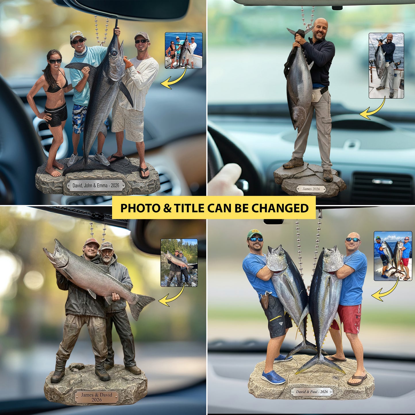 Personalized Fishing Photo Car Ornament – Custom Fisherman Gift