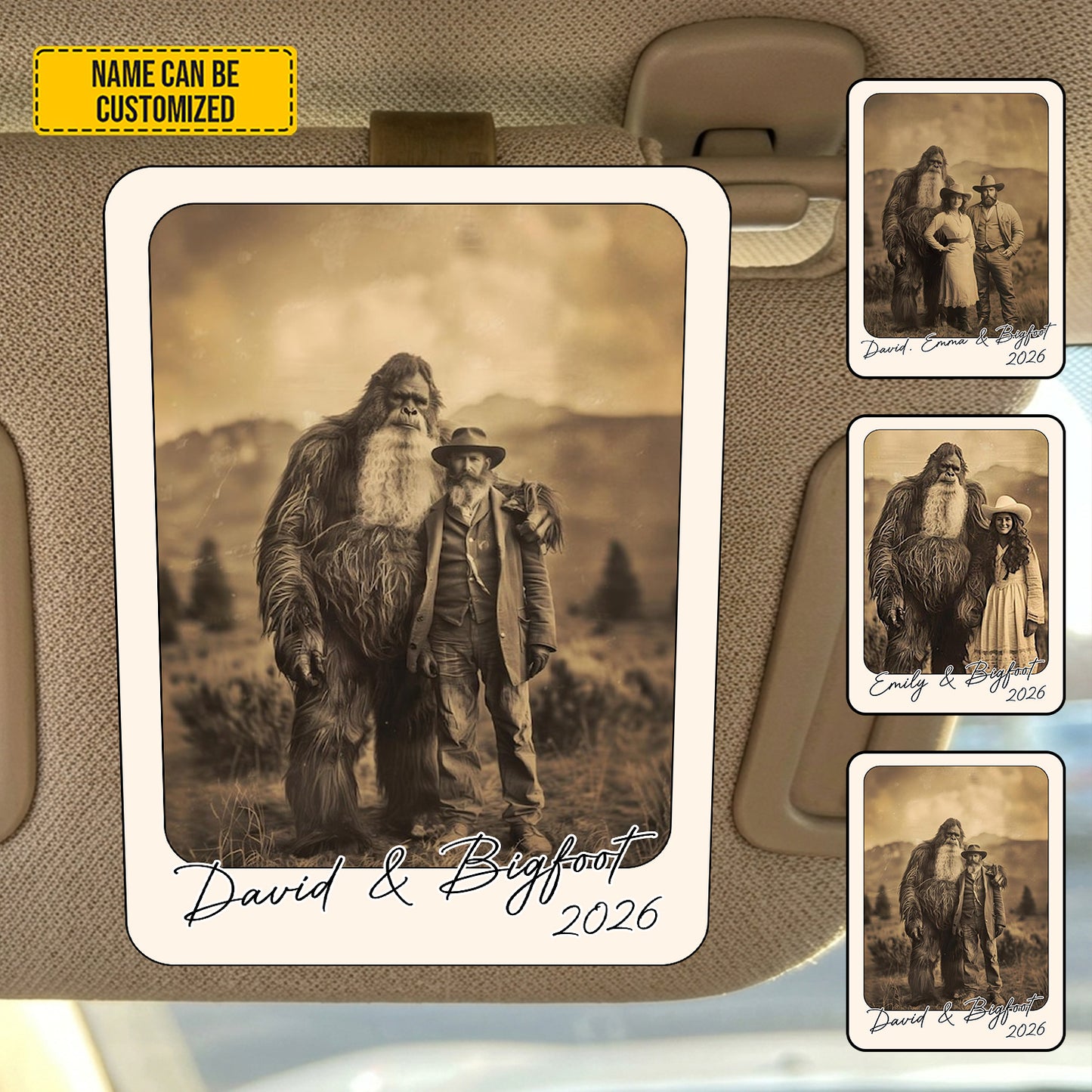 Personalized Bigfoot Photo Car Visor Clip – Bigfoot Saw Me But Nobody Believes Him
