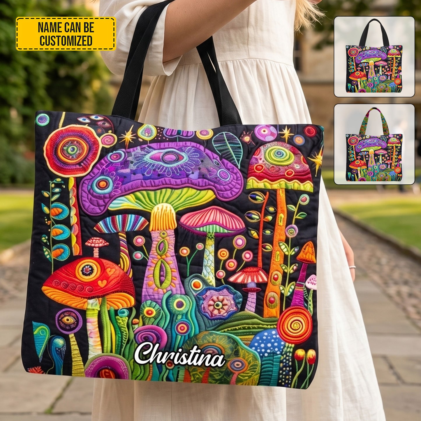 Personalized Psychedelic Mushroom Tote Bag