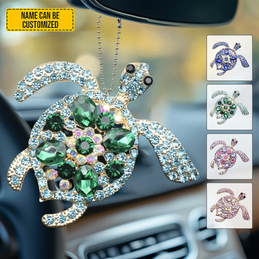 Sparkle Turtle - Personalized Turtle Car Ornament