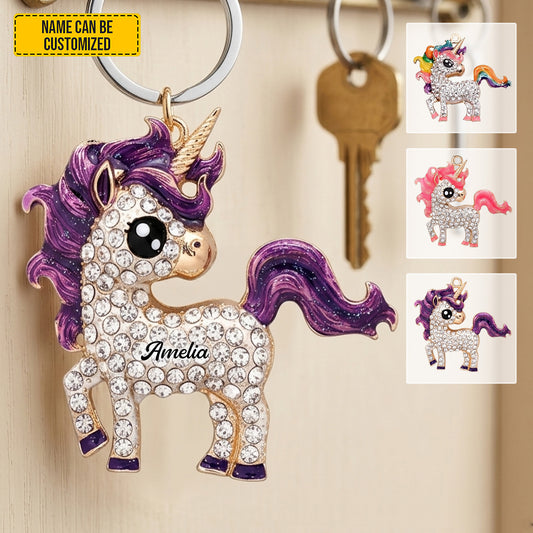 Personalized Sparkle Unicorn Keychain