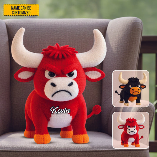 Grumpy Cow - Personalized Cozy Highland Cow Shaped Pillow