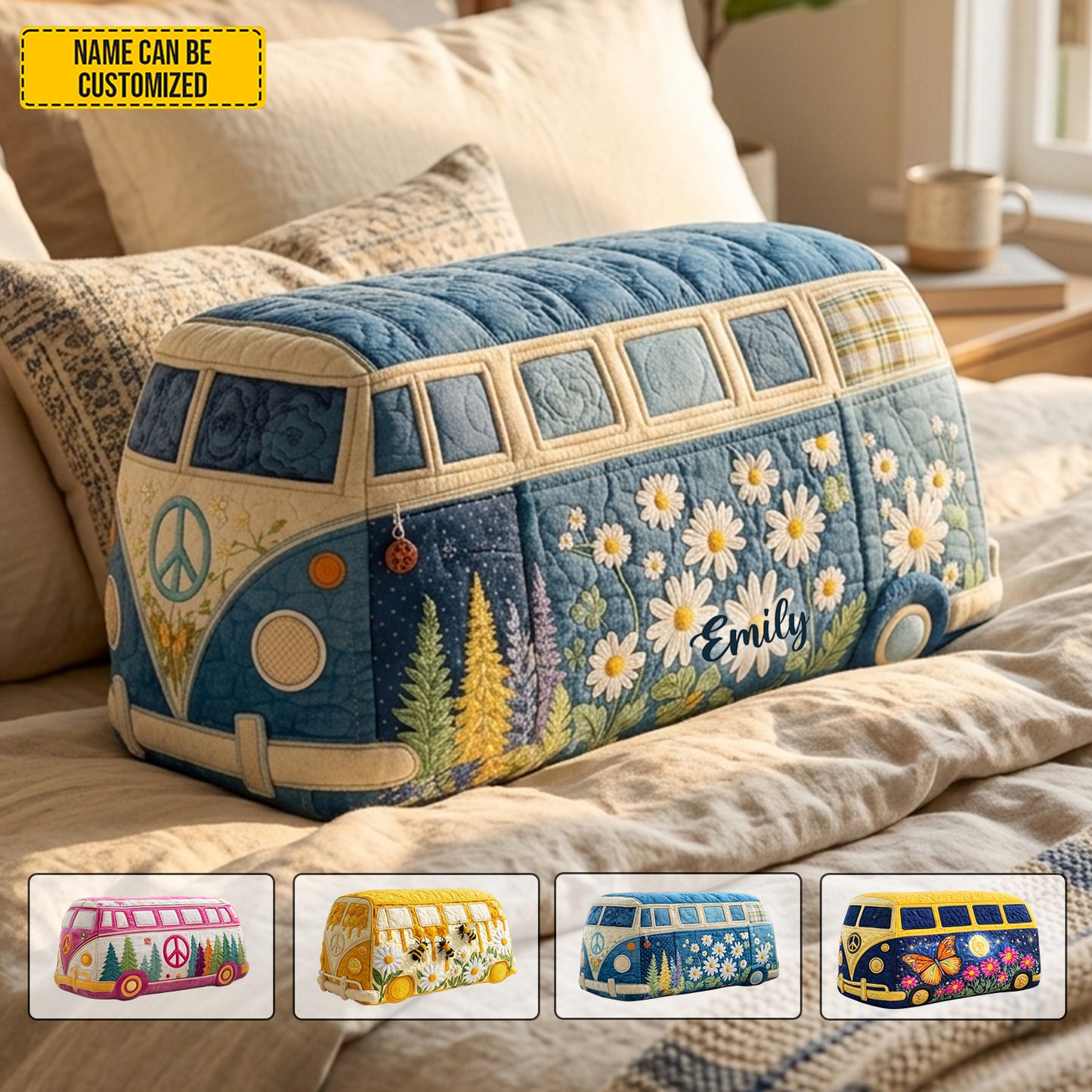 Personalized Hippie Van Custom Shaped Pillow