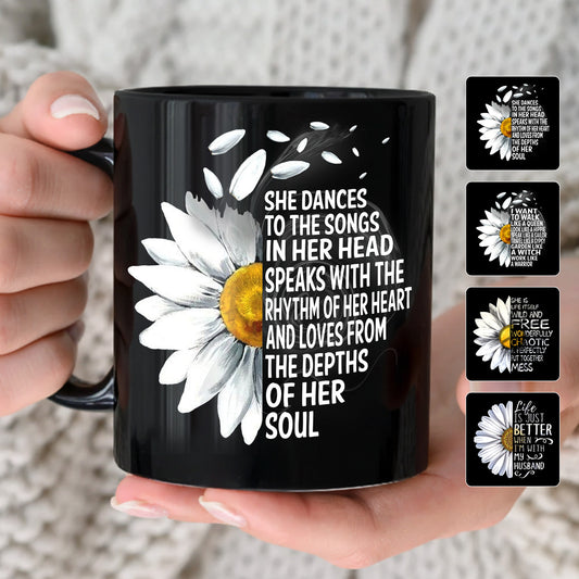Hippie Daisy - Hippie Black Mug
