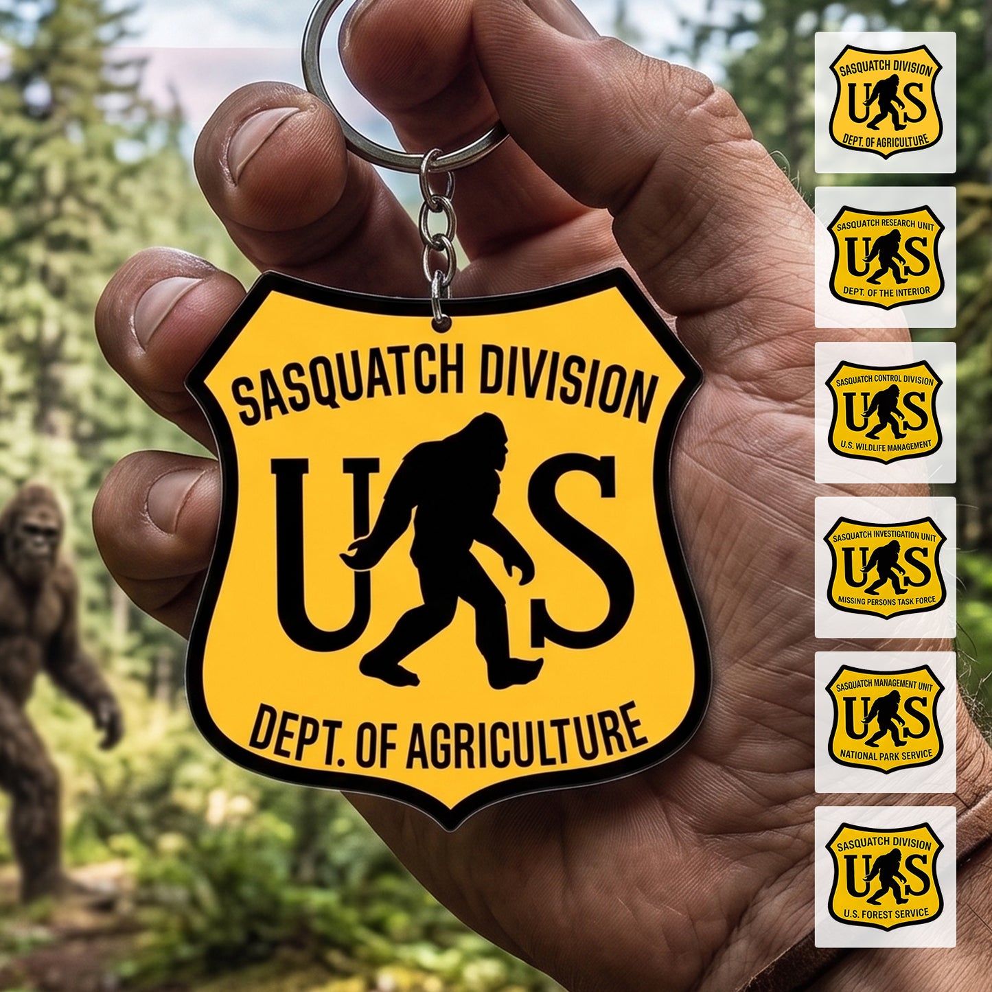 Sasquatch Division Keychain - Gift For Outdoor Lovers