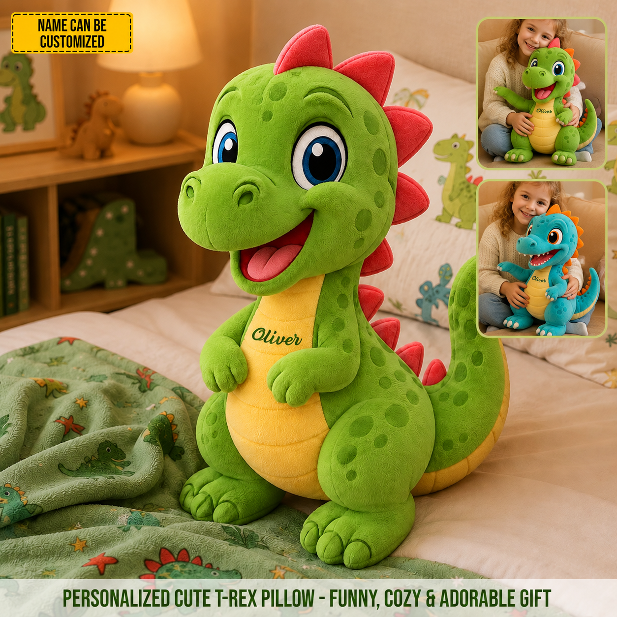 Personalized T-Rex Dinosaur Pillow