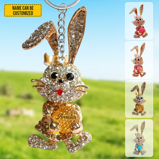 Personalized Sparkle Bunny Keychain