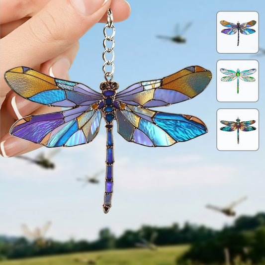 Colorful Dragonfly Faux Keychain