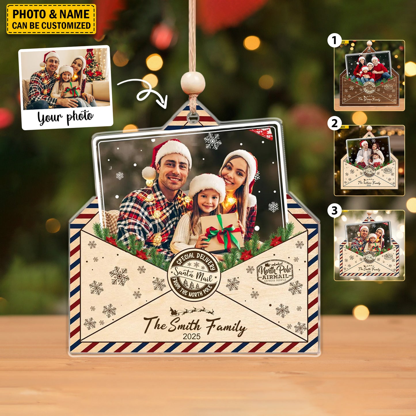 Personalized Family Photo Ornament - Christmas Ornament Decor