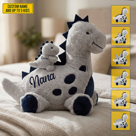 Nana Dinosaur Gift For Mom Grandma – Personalized Grandma Faux Fur Shaped Pillow