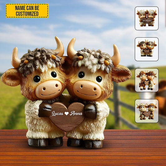 Cute Highland Cow Couple - Personalized Custom Shaped Acrylic Plaque