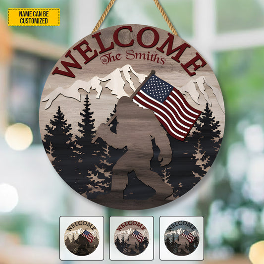 Personalized Bigfoot Freedom Wooden Sign
