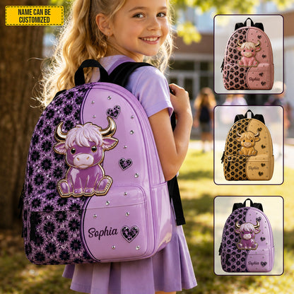 Personalized Highland Cow - Kids Backpack