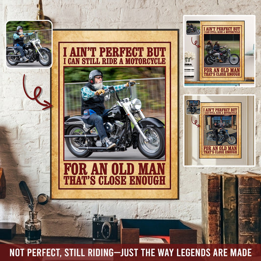 Custom Motorcycle Photo Poster & Canvas for Old Men