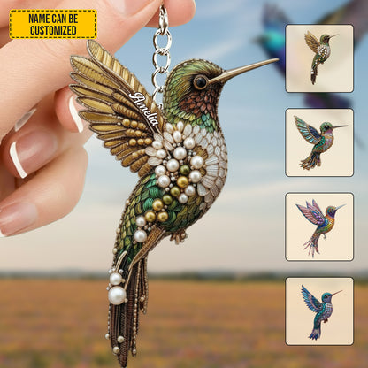 Personalized Hummingbird Keychain